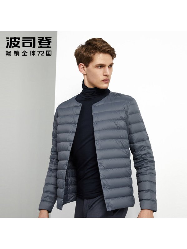 波司登男士2019秋冬羽绒服V领短款中老年男装内恤