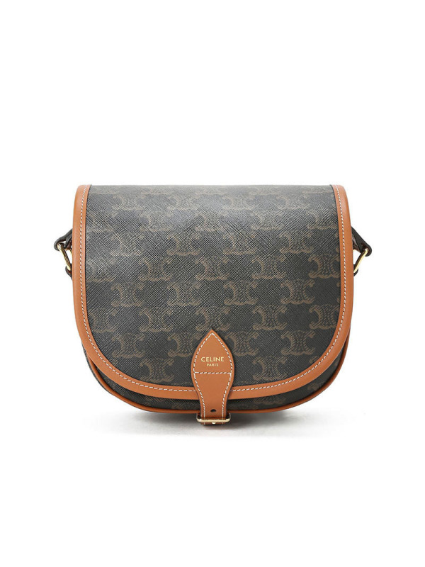 【预定】CELINE FOLCO TRIOMPHE帆布中号手袋 涂层帆布/牛皮革 18*17*6.5CM