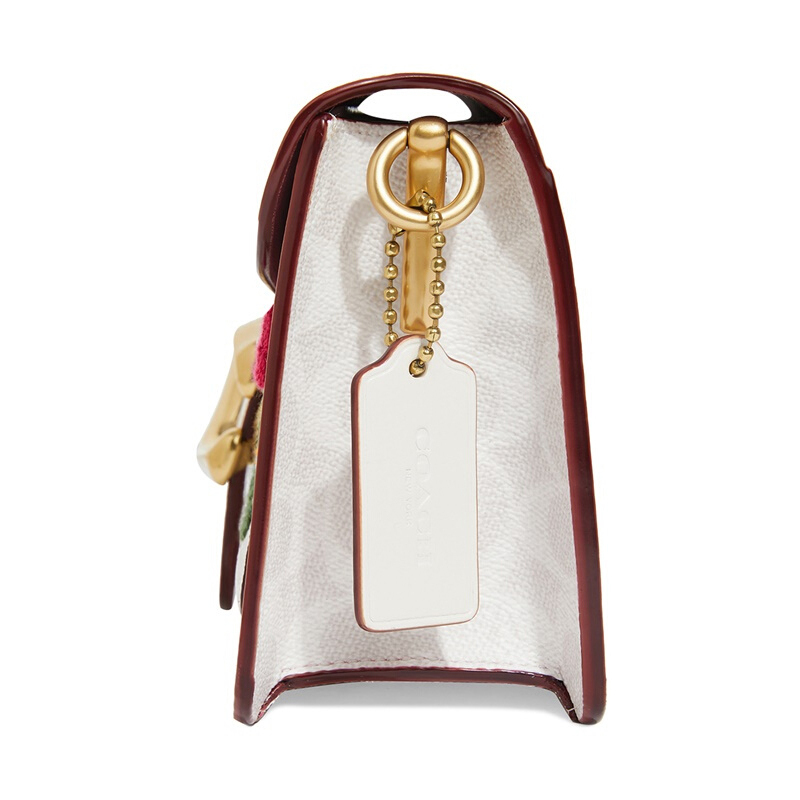 蔻驰coachtabby26号白色花朵刺绣单肩斜挎女包627b4r7b