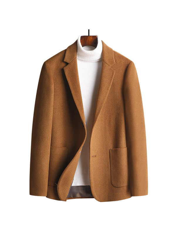 休闲西装秋冬厚款毛呢西服男潮流修身羊毛小西装男士妮子外套上衣