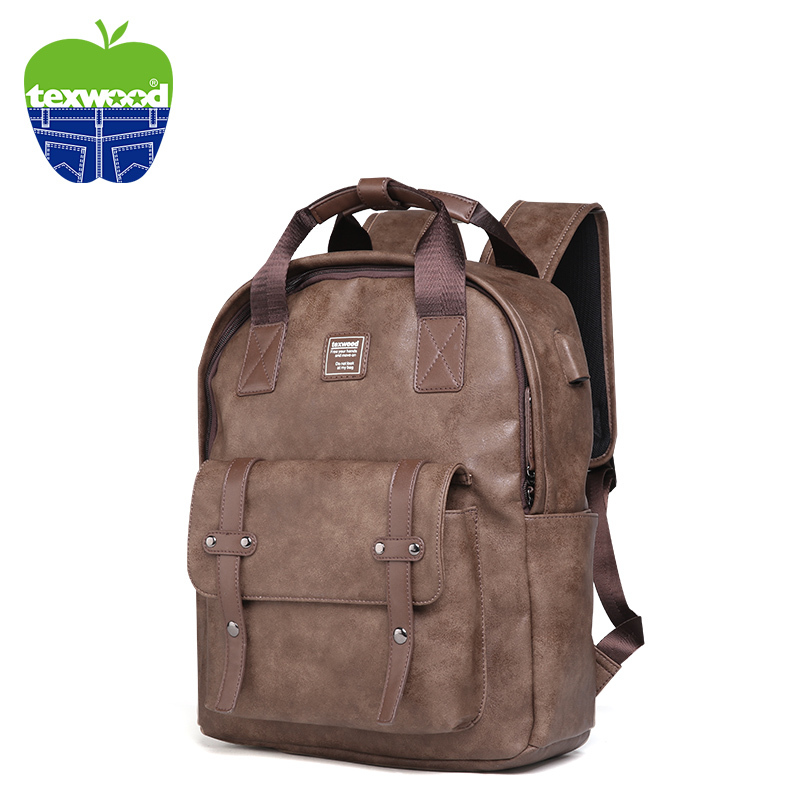 texwood双肩包男士背包休闲学生书包电脑包时尚潮流大容量旅行包