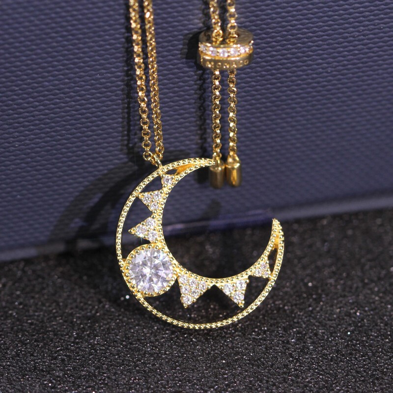 apmmonaco新款星月项链女星星月亮锁骨链轻奢小众毛衣链送女友礼物ac