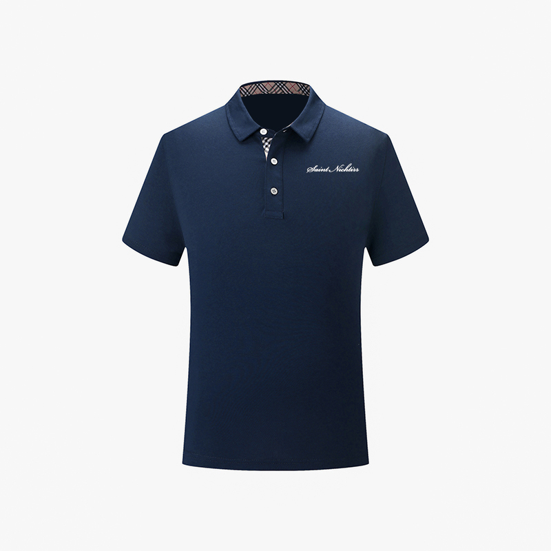 Saint Nichtirr2021春夏上新刺绣logo棉男士短袖立领polo衫