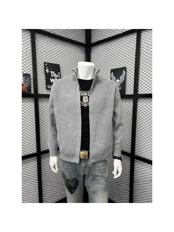 纯色立领针织开衫男韩版潮流休闲秋冬季新款男士外穿保暖毛衣外套