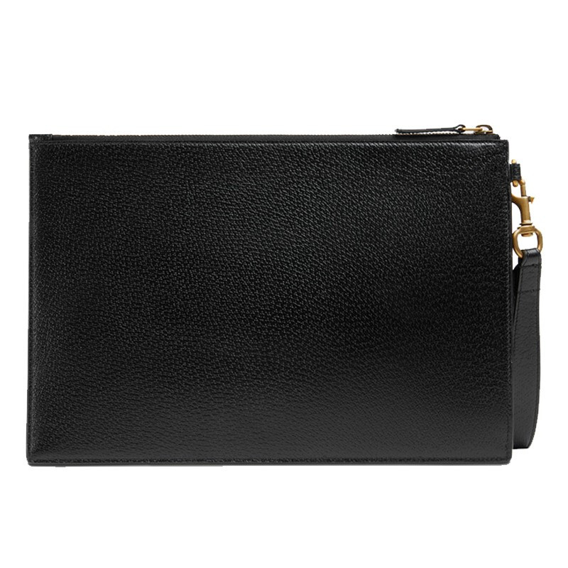 gucci古驰 男包手包古奇奢侈品男士牛皮金属蜜蜂手拿包