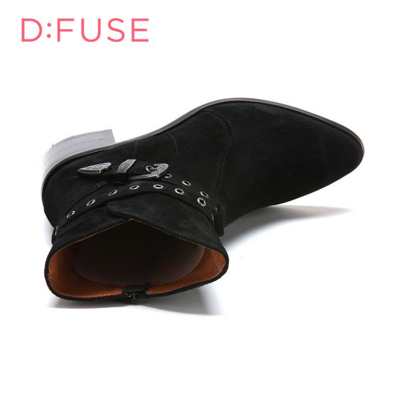 迪芙斯D:FUSE牛皮尖头中跟拉链皮带扣深口女鞋DF44115025图片