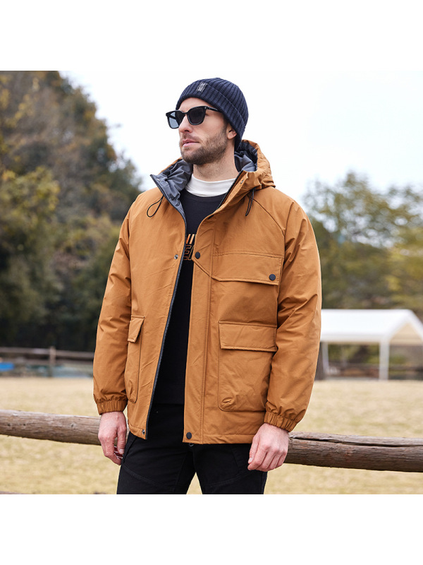 羽绒服男士冬季新款时尚大口袋连帽防寒加厚保暖时尚潮流外套男装