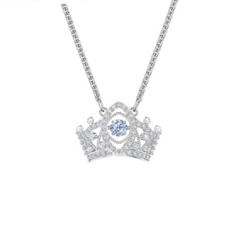 施华洛世奇beeaqueen瑰丽皇冠魅力独立光芒女项链锁骨链镀白金色