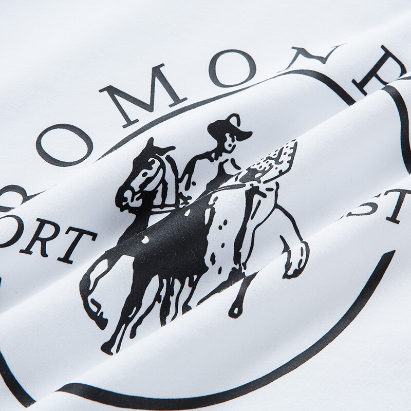 罗蒙romon短袖t恤男2018夏季时尚印花修身纯棉汗衫白色