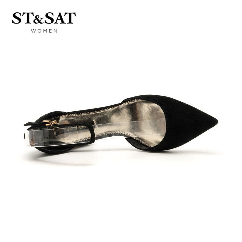 St&Sat/星期六春秋季商场同款羊反绒一字带女单鞋SS73114280图片