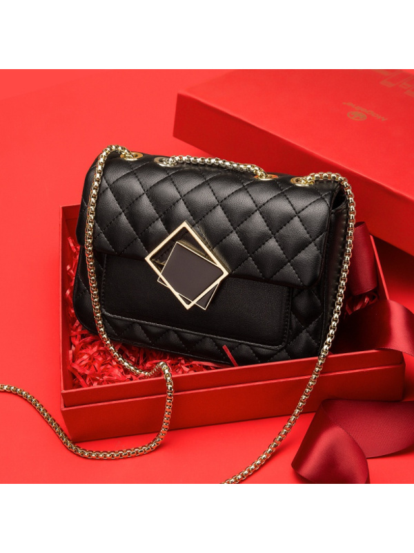 马克华菲女士单肩包790428041378 马克华菲牛皮小香风菱格包链条包单