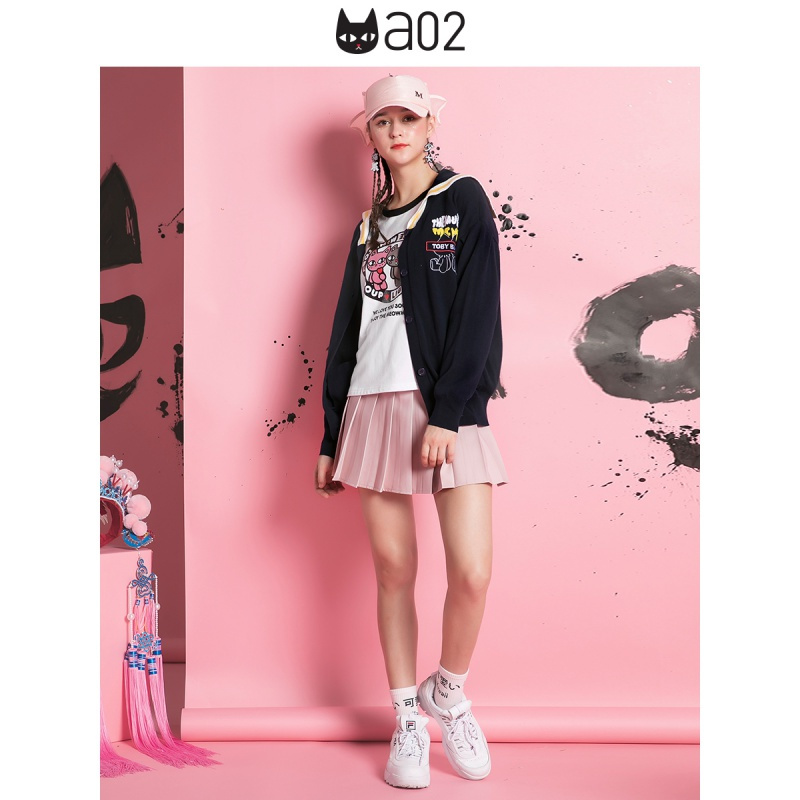a02新款时尚卡通印花露肩长袖T恤女潮DTU5A0941KT