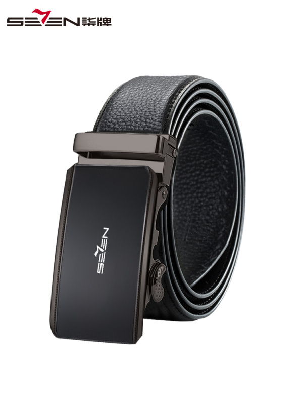 柒牌seven男士皮带真皮自动扣青年休闲裤带商务正装头层纯牛皮腰带