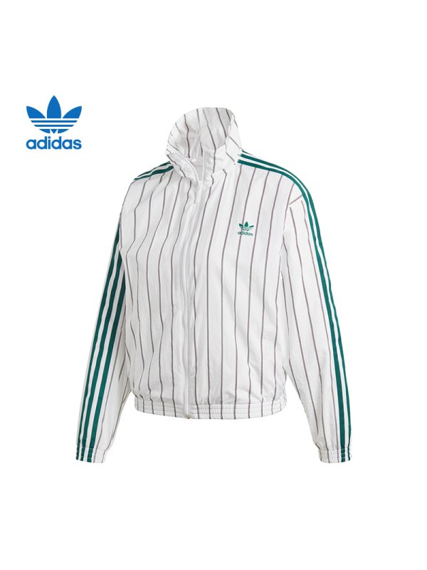 adidas阿迪达斯三叶女外套年防风服休闲条纹夹克DU9925
