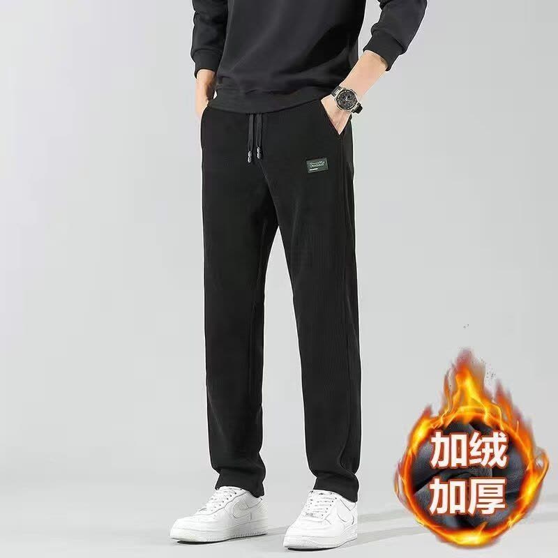 秋冬男裤垂感卫裤男士直筒型竖条纹大码灯芯绒加厚休闲裤图片