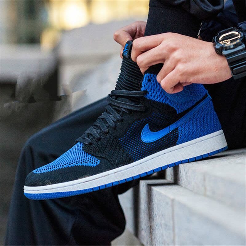NIKE耐克AIRJORDAN1MIDAJ1黑蓝编织男子高帮篮球鞋919704-006图片