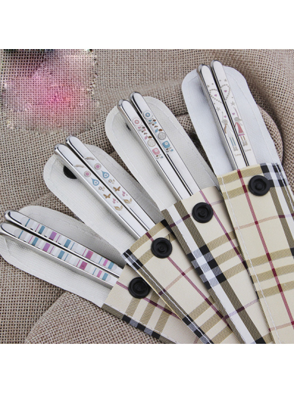 沃德百惠韩国创意304不锈钢筷子1双套装家用尖头情侣旅行便携餐具