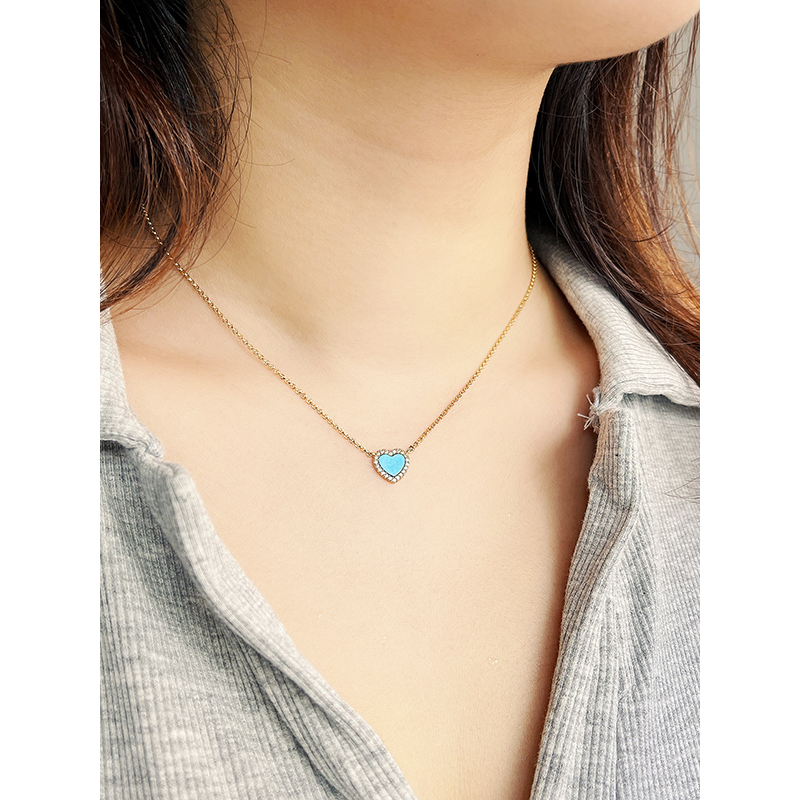 [宋祖儿同款]apm monaco新品蓝色爱心项链 小清新可爱气质锁骨链可