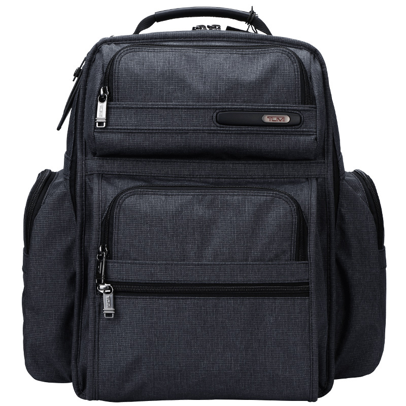 途明tumi男款黑灰色尼龙商务休闲双肩背包旅行男包0263578视频