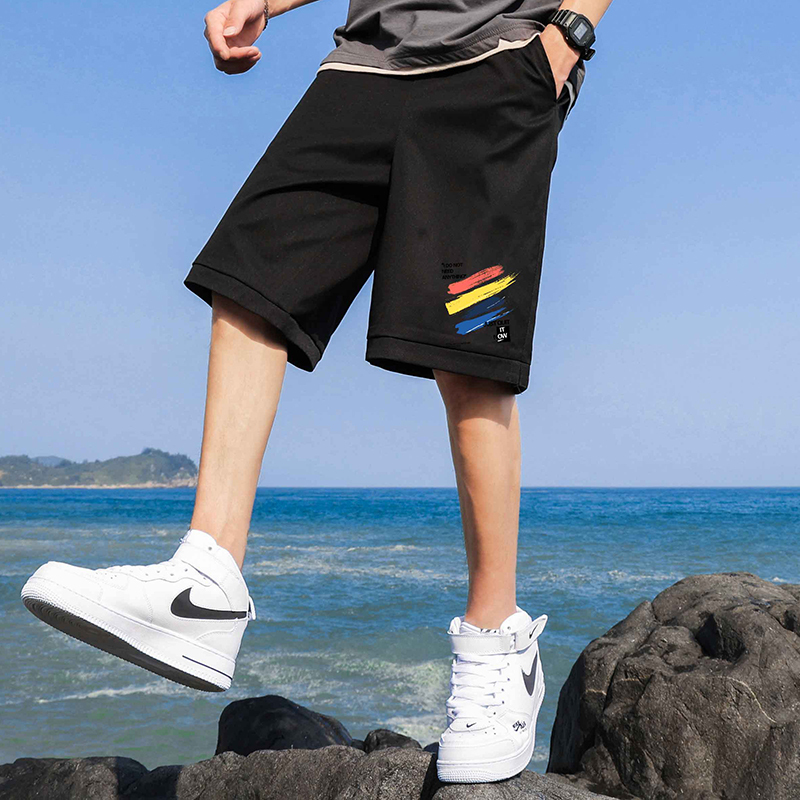 罗蒙romon短裤男夏季潮牌潮流ins港风中裤薄款韩版宽松马裤休闲外穿五