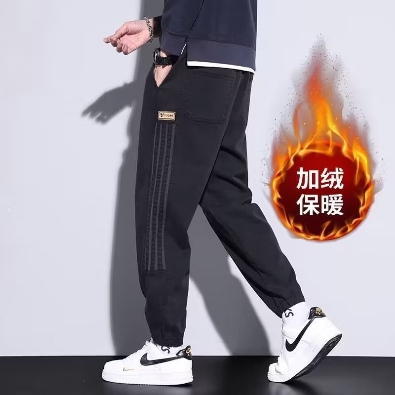 休闲卫裤男士秋冬季新款港风宽松大码时尚潮流拼接工装裤