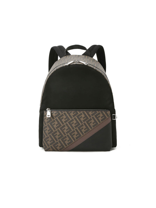 预售 芬迪 FENDI ZAINO 书包 男女同款 双肩包中号 FF标识老花款7VZ042银扣