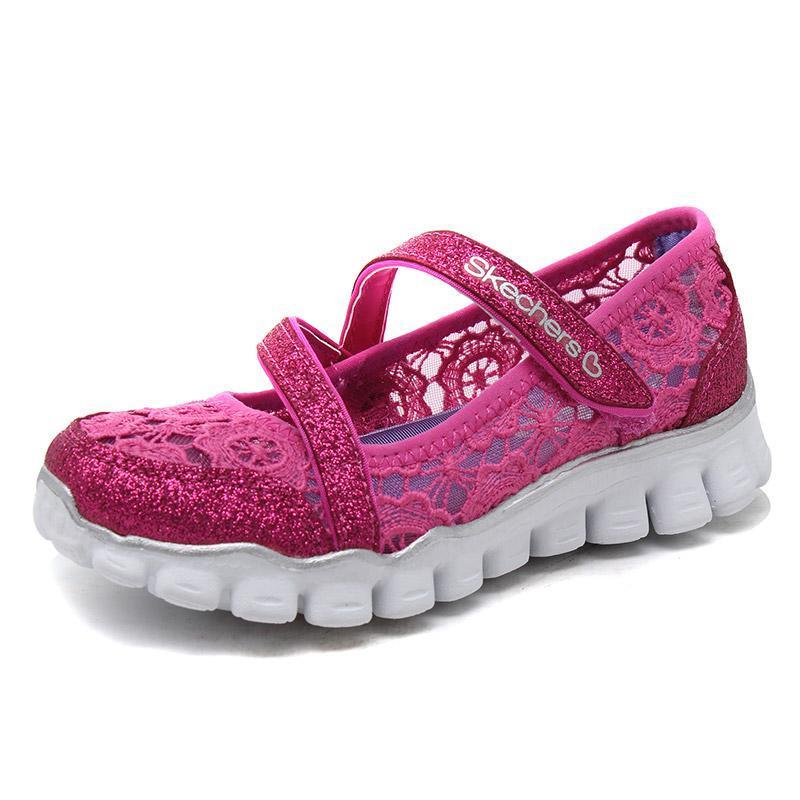 skechers斯凯奇正品童鞋女小大童镂空夏季休闲运动鞋664041L/H PK 664041L/HPK桃红