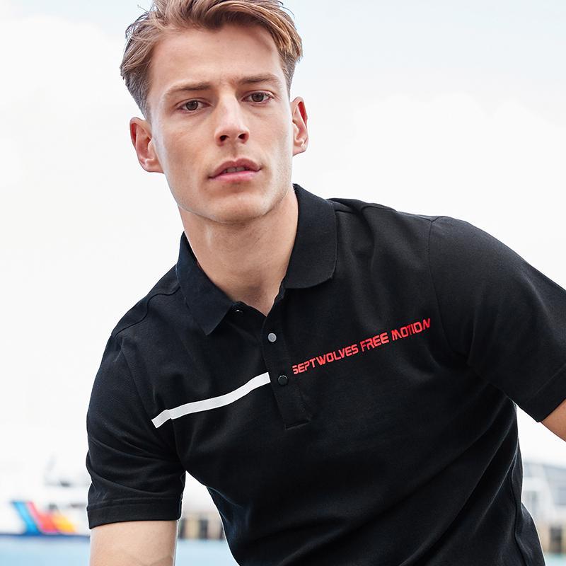 七匹狼男士短袖t恤2019夏季新款运动打底polo衫男纯色半袖夏装潮