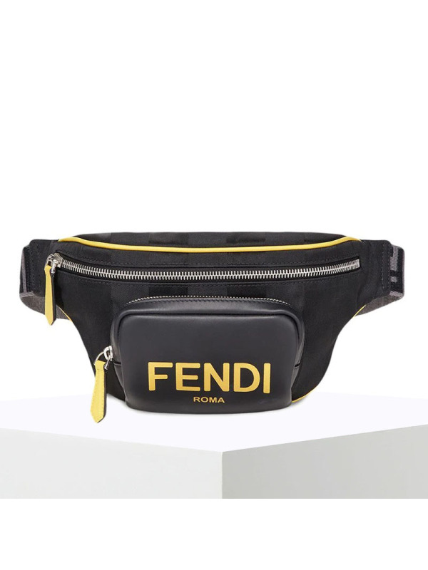 预售 芬迪 FENDI BELT BAG 腰包 胸包大号 LOGO标识光面皮7VA483金扣
