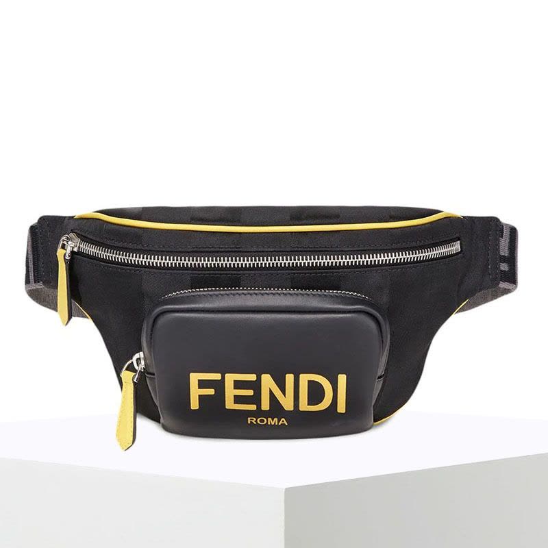 预售 芬迪 FENDI BELT BAG 腰包 胸包大号 LOGO标识光面皮7VA483金扣图片