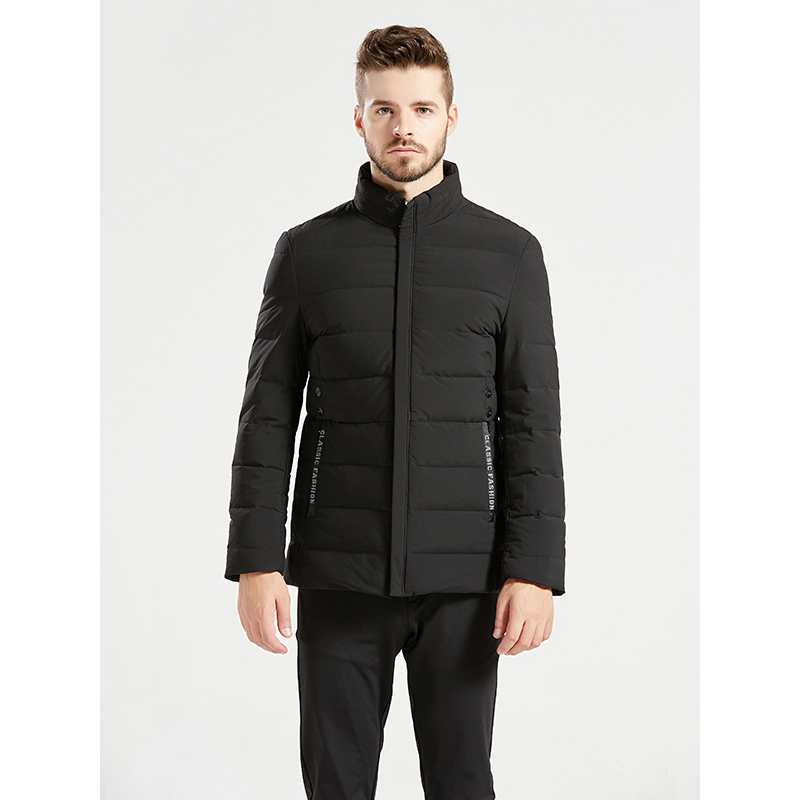 雪暖秋冬新款男士立领大码加厚中青年黑色中长款羽绒服