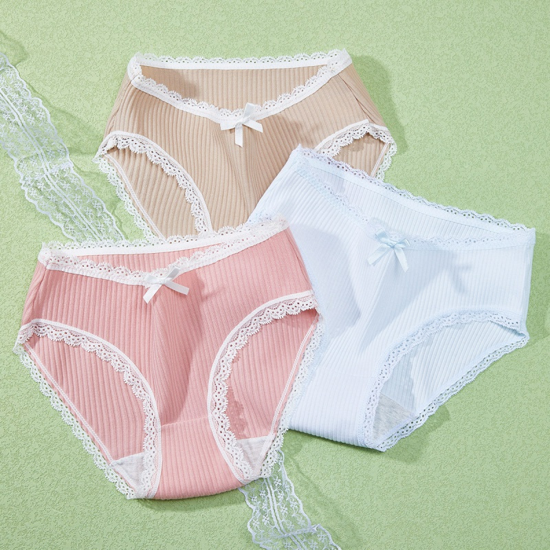enk夏季纯棉裆中腰女生少女日系透气三角可爱舒适女士内裤女视频