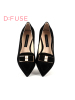 D：Fuse/迪芙斯春季新款羊皮蝴蝶结尖头低跟单鞋女鞋DF61113104