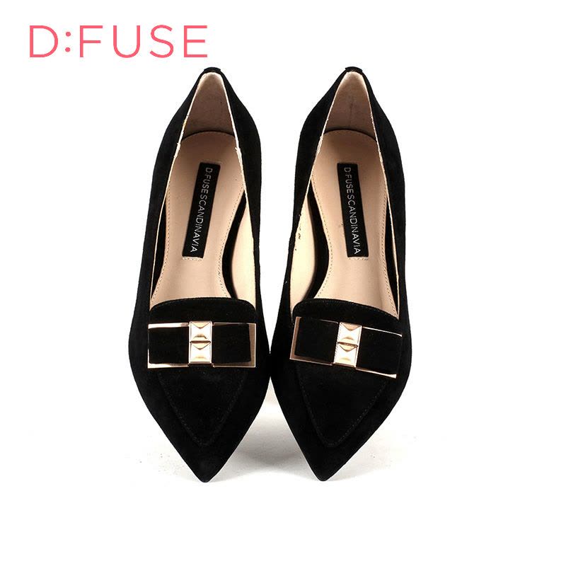 D：Fuse/迪芙斯春季新款羊皮蝴蝶结尖头低跟单鞋女鞋DF61113104图片