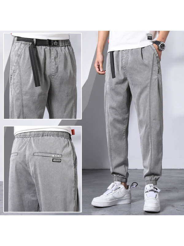 Ceba春夏新款 潮牌痞帅男士牛仔裤 高弹宽松束脚冰丝裤夏广东新塘牛仔