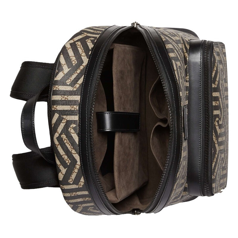 gucci古驰男包gucci男士黑色几何印花配皮双肩背包