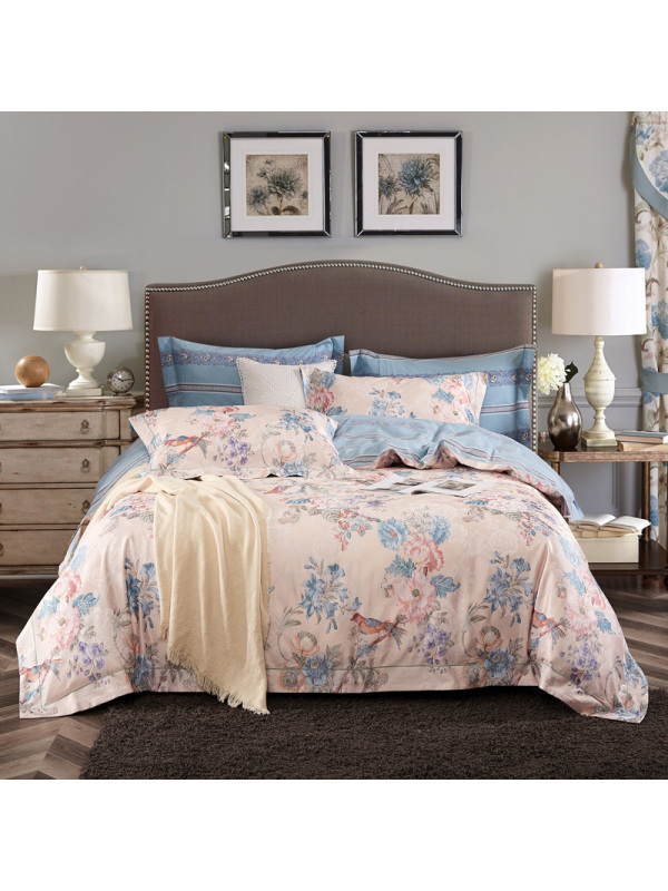 吉岳giyou欧饰美轻奢a版数码印花工艺b版条纹设计单双人卧室四件套