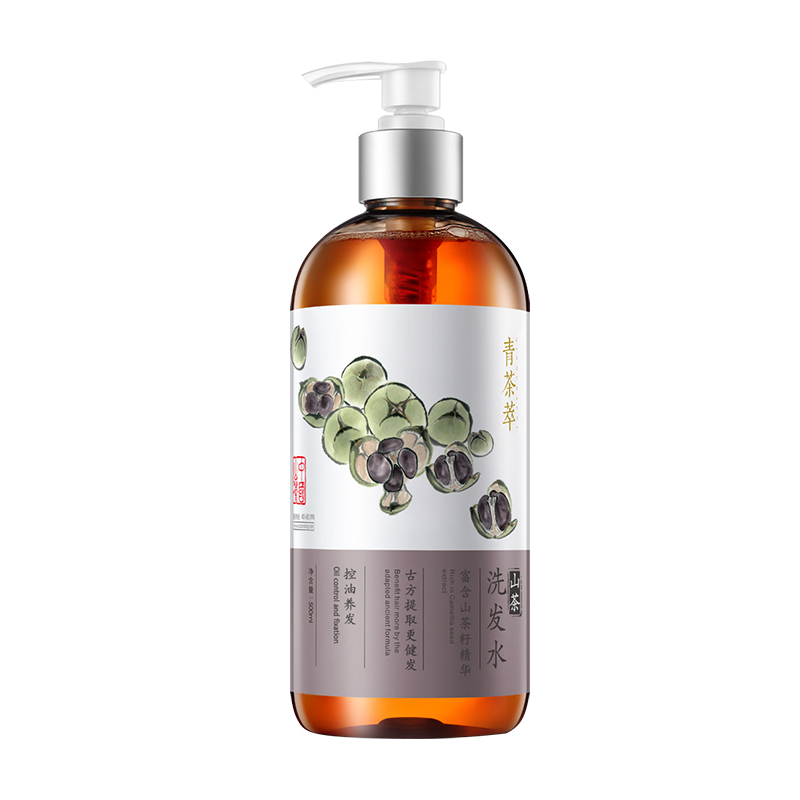 青茶萃 山茶籽精华洗发露500ML 持久控油 养根韧发 无硅油洗发水