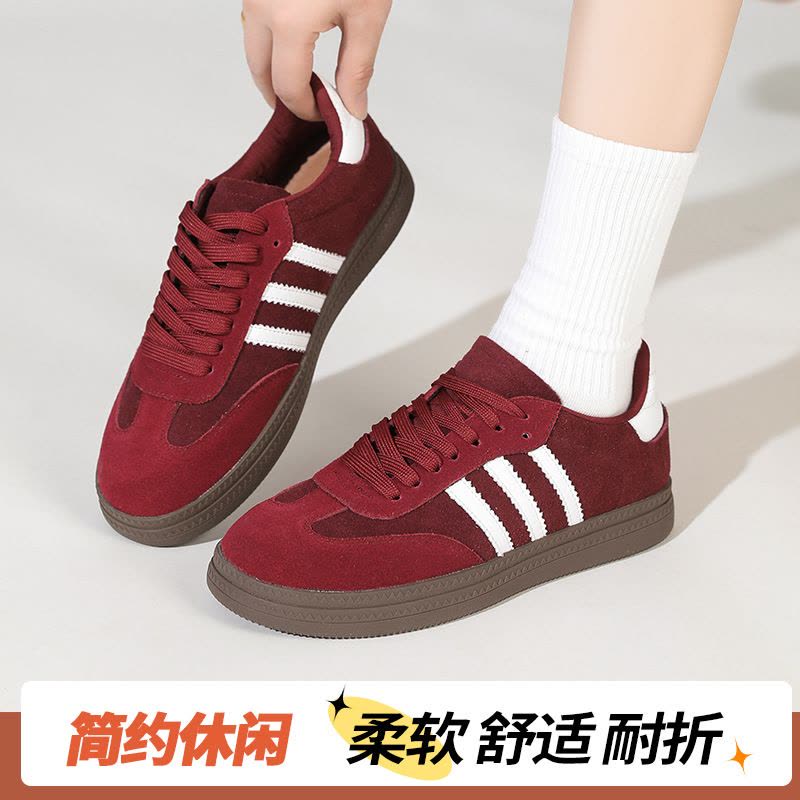 磨砂皮牛皮复古鞋女秋季新款百搭厚底大码休闲阿甘鞋运动女鞋图片