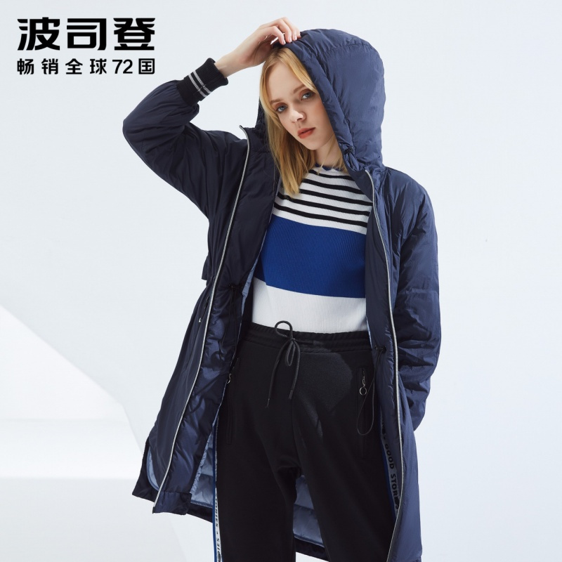 波司登羽绒服女中长款修身新款冬季连帽风衣外套