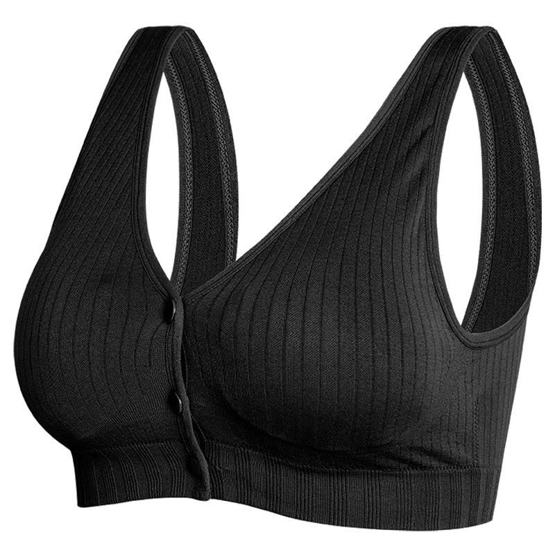 孕妇大码背心式哺乳文胸前开纽扣喂奶调整型聚拢睡眠哺乳胸罩内衣图片