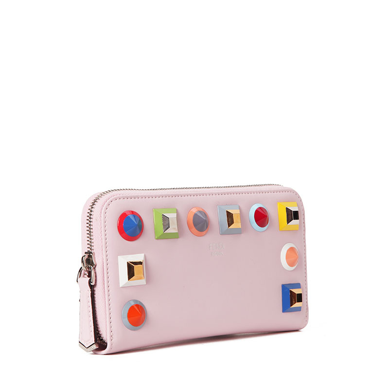 FENDI/芬迪 女钱包多彩双色彩虹铆钉长款拉链钱夹 8M0299