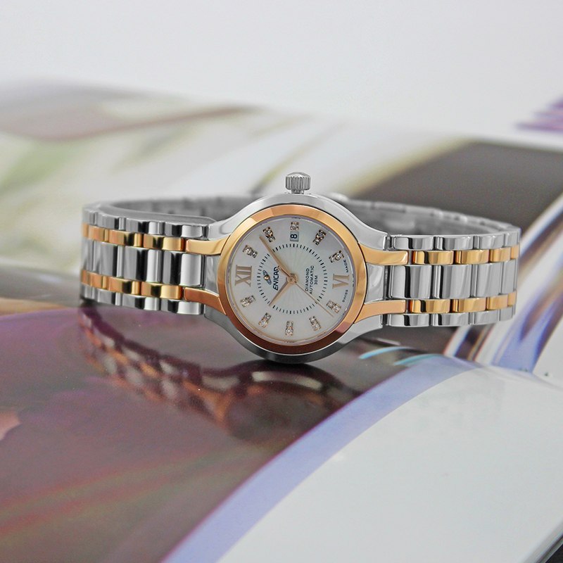 英纳格enicar经典系列时尚商务贝母表盘钢带自动机械女士手表77850