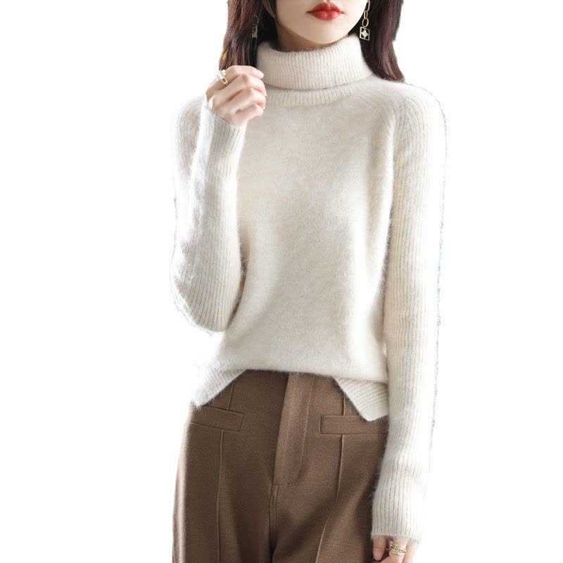 新款貂绒衫女针织衫高领毛衣感内搭打底衫半高领上衣知性风图片