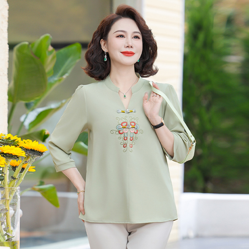 中老年薄款夏装衣服40-60岁中年妈妈装夏季新款上衣时尚气质服装