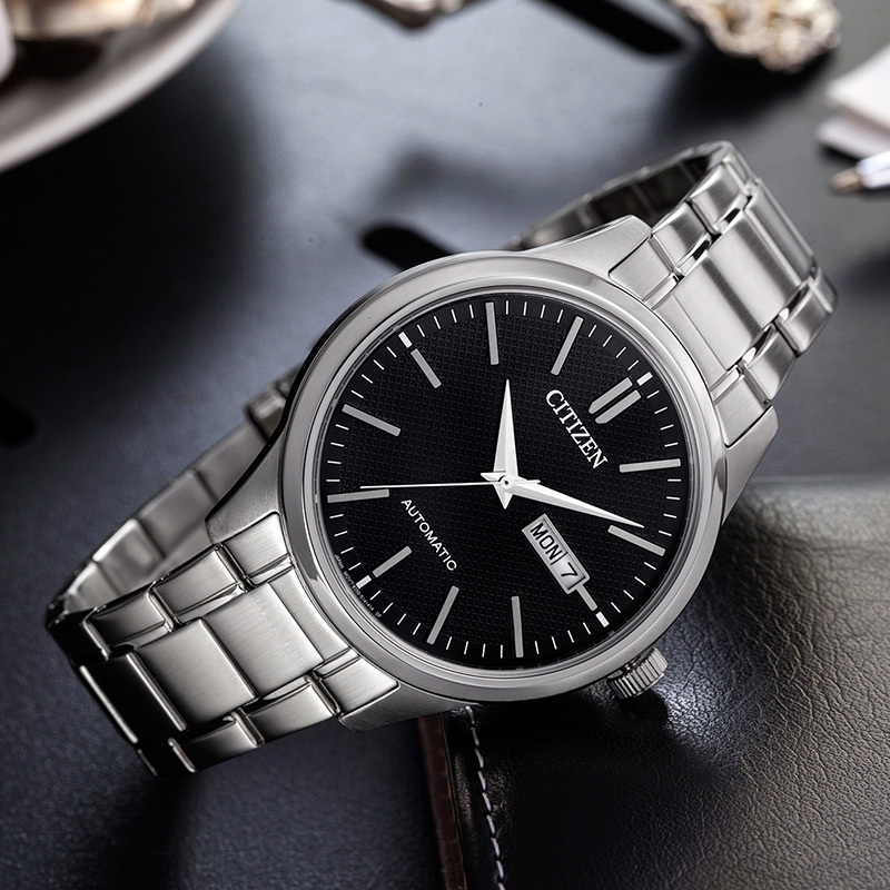 西铁城citizen手表自动机械不锈钢表带时尚男表nh752056eb