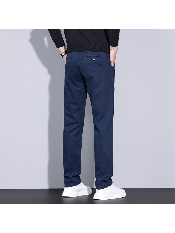 蓝色轻奢高级感休闲裤男商务休闲基础款百搭弹力商务中年长裤男士