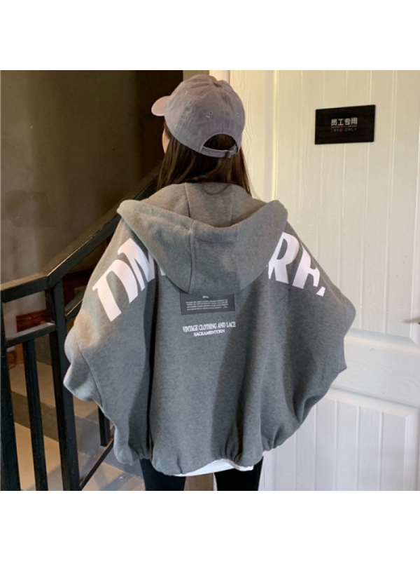 秋冬新款加绒连帽卫衣女宽松bf学院风拉链学生开衫长袖外套潮