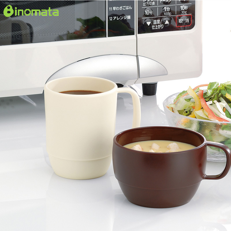INOMATA日本进口咖啡杯牛奶杯早餐随手杯马克杯情侣杯水杯短款1个装红色