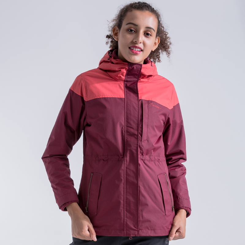 圣弗莱冬季新款户外女式两件套风雨夹克抓绒内胆保暖登山服连帽收腰修改外套上衣9642840163